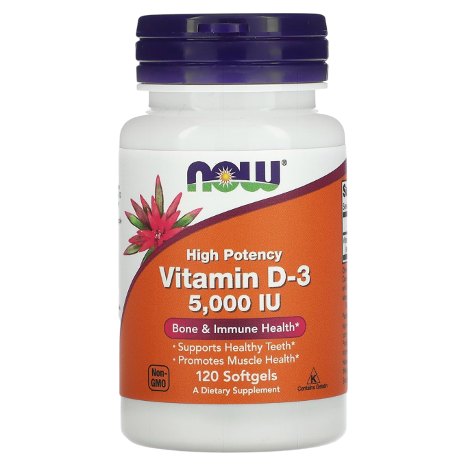 NOW FOODS VITAMIN D-3, 5000 МЕ, 120 капсул NS12933